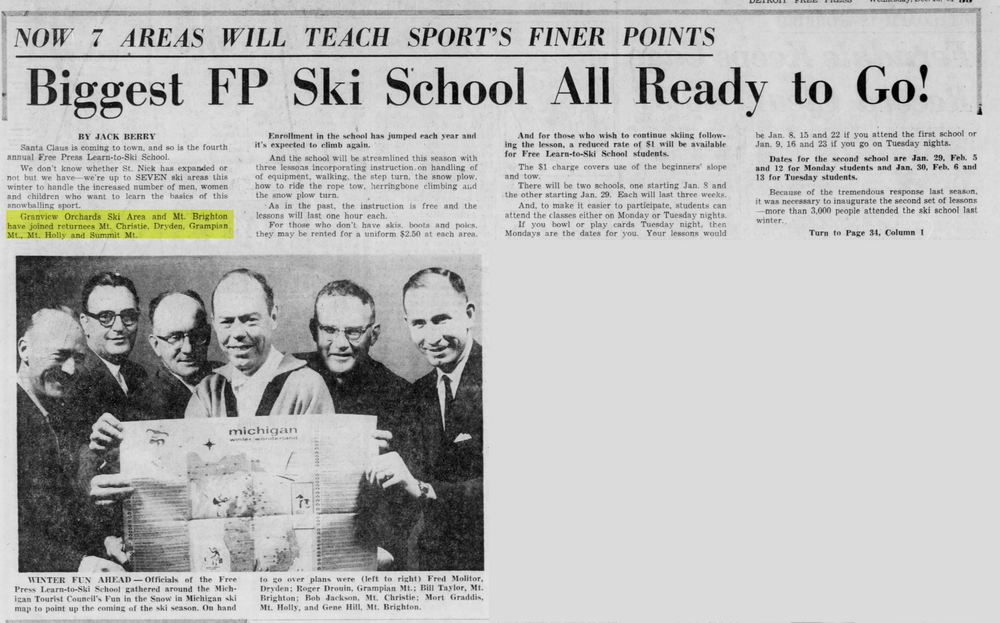 Granview Orchards Ski Area - Dec 13 1961 Article